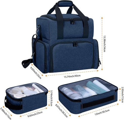Large Makeup Cosmetic Bag with 3 Removable Case and 2 Removable Dividers Double - Image 2