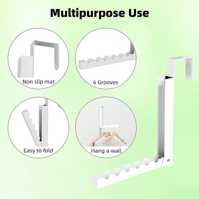 Over The Door Hanger Folding Clothes Drying Rack, Folding Hanging Coat Rack - Image 5