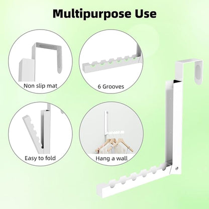 Over The Door Hanger Folding Clothes Drying Rack, Folding Hanging Coat Rack - Image 5