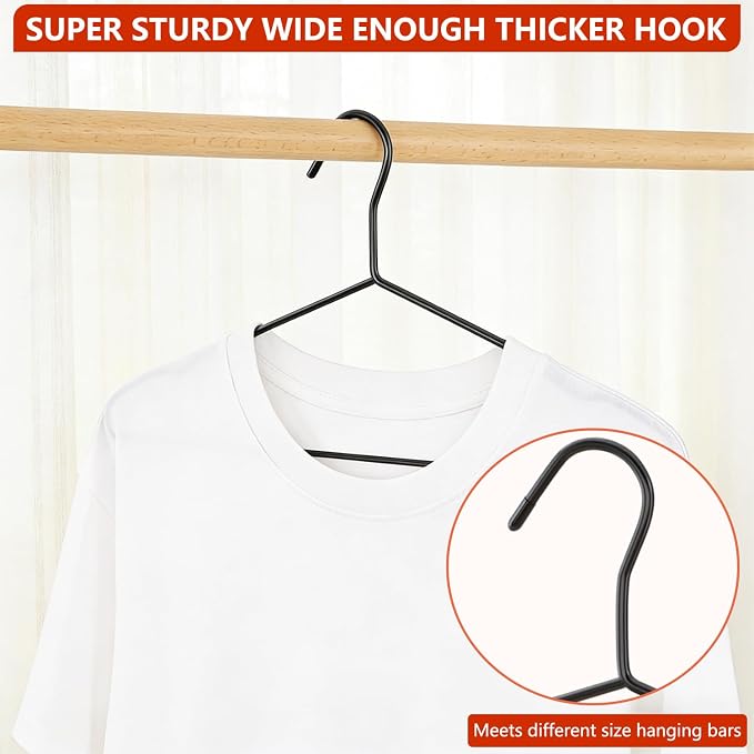 60Pack+10 Clips Luxurious Hanger Set, Upgraded Thicker 16.69" Heavy Duty Metal - Image 5