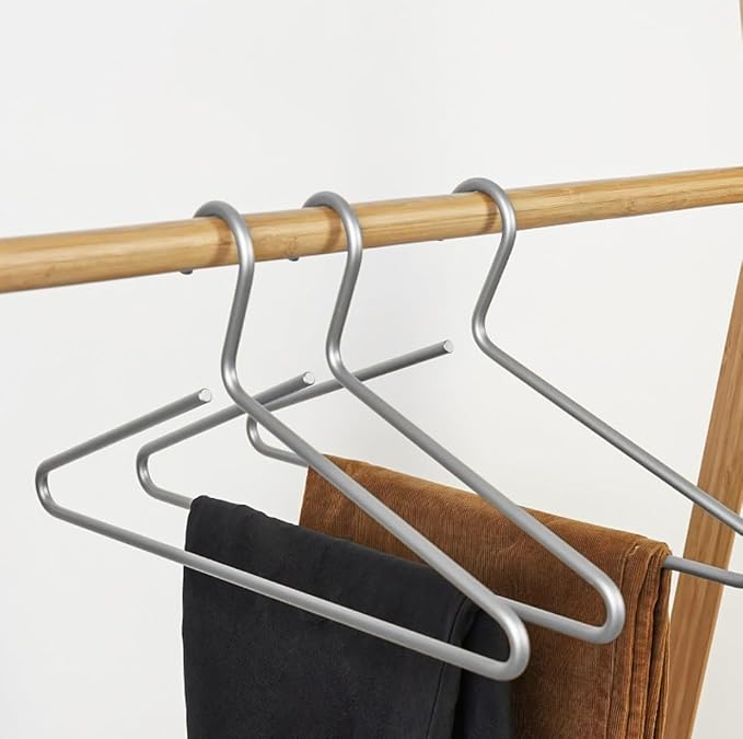 Premium Matte Silvery Aluminum Coat Hangers 10 Piece Set, 16.5” Extra Smooth & - Image 3