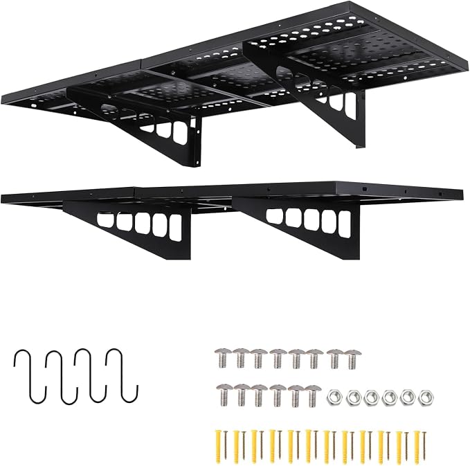 2 Pack Garage Shelving Wall Mounted, 1.6x4ft Garage Storage Rack Floating by Unknown