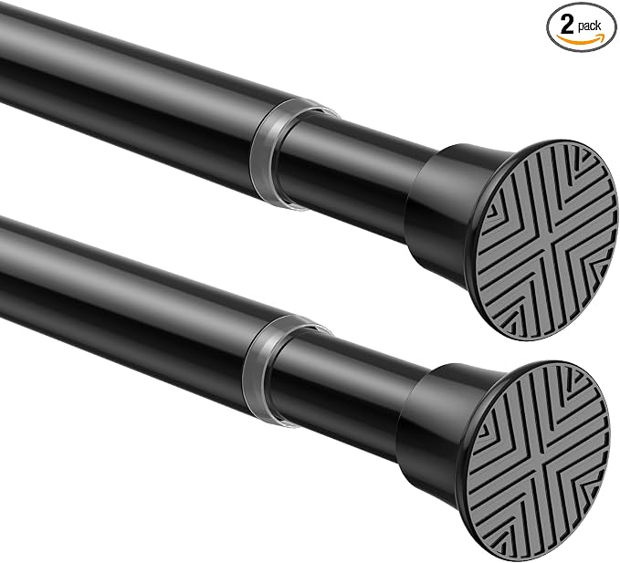 2 Pack Spring Tension Curtain Rod 18-36 inch, Adjustable Expandable Tension by SISELBATensionCurtainRod