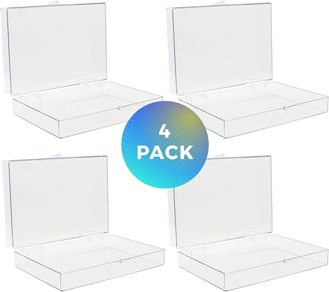 4-Pack Clear Hinged Plastic Containers, Keepsake Storage Boxes, Made in USA - Image 2