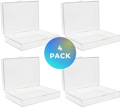4-Pack Clear Hinged Plastic Containers, Keepsake Storage Boxes, Made in USA - Image 2