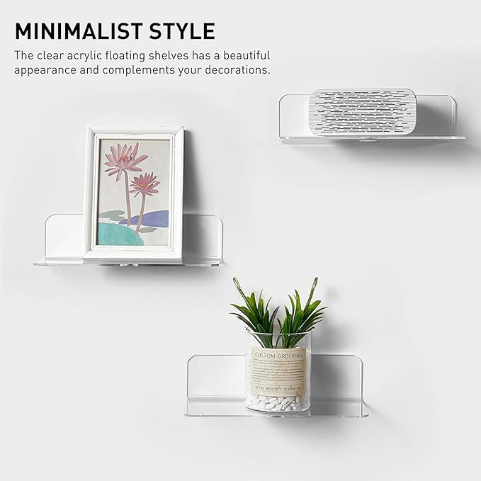 OAPRIRE Clear Acrylic Floating Shelves Set of 2 - Image 6