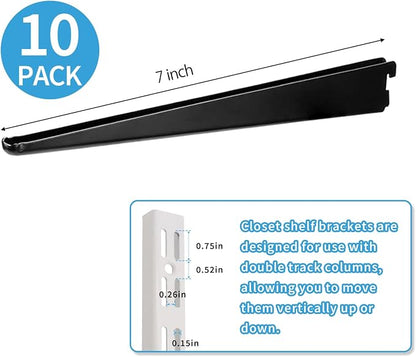 10 Pack 7‑Inch Adjustable Wire Shelf Brackets – Heavy‑Duty Double‑Track Closet - Image 2