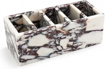 5-Compartment Marble Desk Organizer, 9.84 in | Natural marble 5-section - Image 2