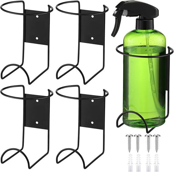 CroBlissful 4 Pcs Spray Bottle Holder Wall Mount Heavy Duty Spray Bottle Rack by CroBlissful