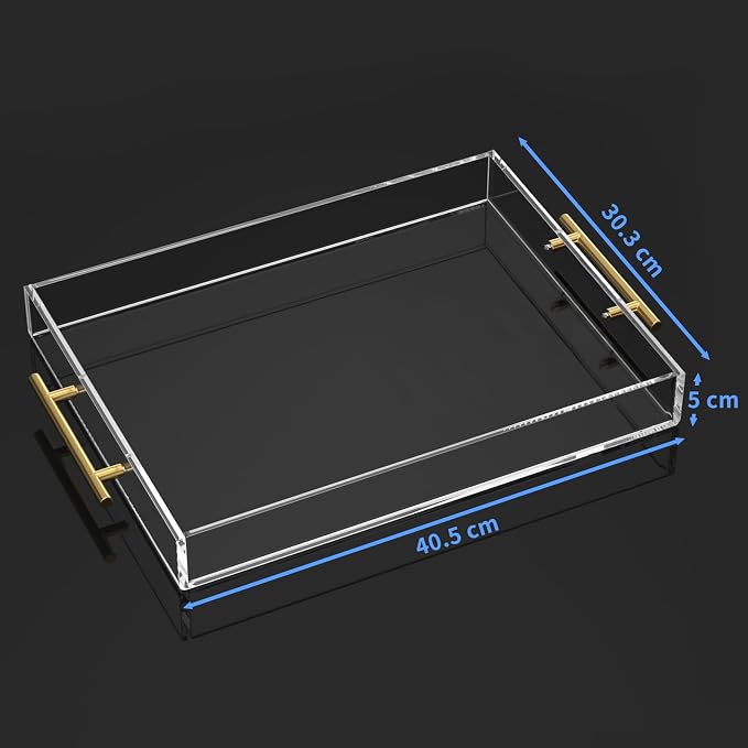 NIUBEE Clear Serving Tray 12x16 Inches -Spill Proof- Acrylic Decorative Tray - Image 2