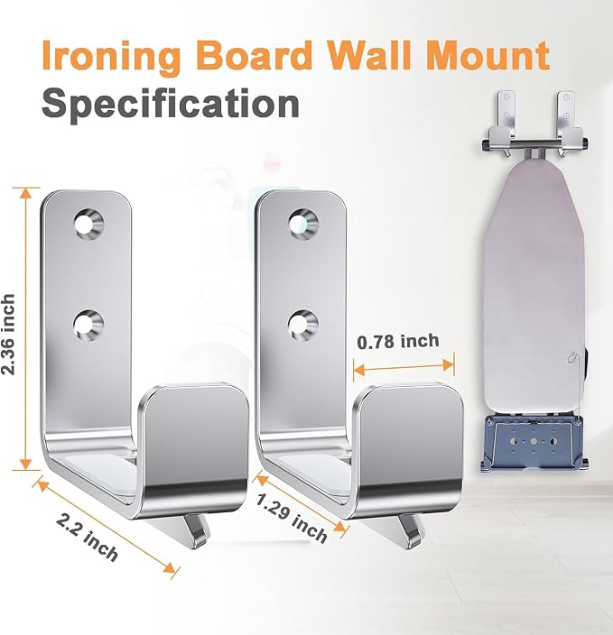 2PCS Ironing Board Wall Hook Modern Wall Mount Ironing Board Hanger - Image 5