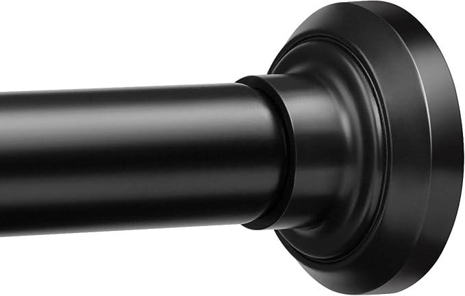 ENJOYBASICS 1" Black Shower Curtain Rod, 30-64" Adjustable, Secure Tension | by ENJOYBASICS