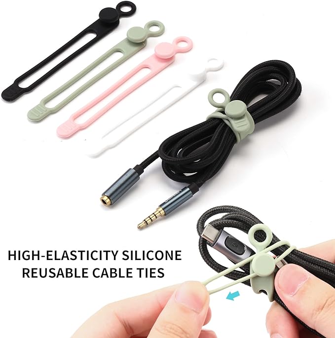 UMUST Silicone Cable Ties, Reusable Cable Management Organizer, Cable Straps - Image 4