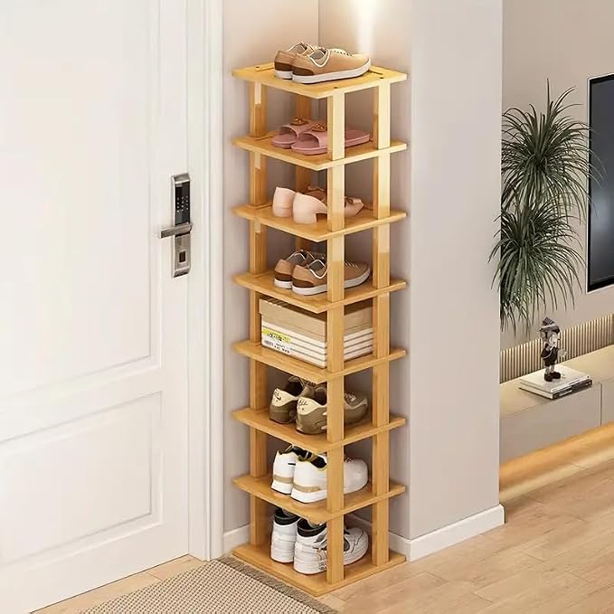 SAN HE Bamboo Shoe Rack 5Tier- Vertical Shoe Rack - Image 4