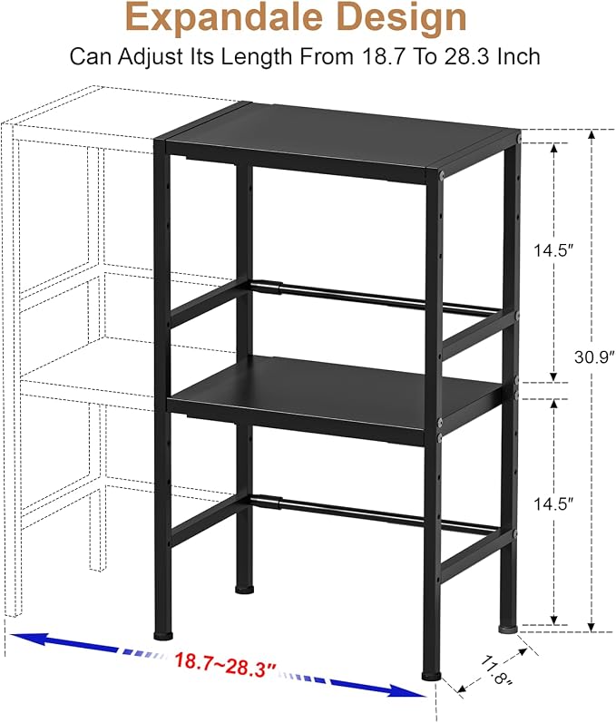 Expandable Metal Storage Shelves, 300 LBS Heavy Duty Metal Shelving Unit Rack - Image 2