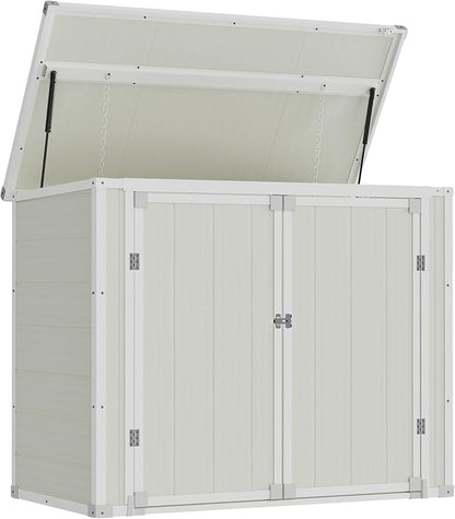 Amopatio 41 Cu Ft Outdoor Storage Shed, Horizontal Resin Trash Can Storage by Amopatio