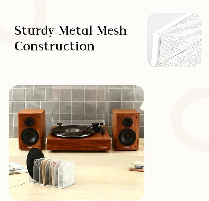7-Grid Detachable Vertical File Organizer, Metal Mesh File Holder - Image 4