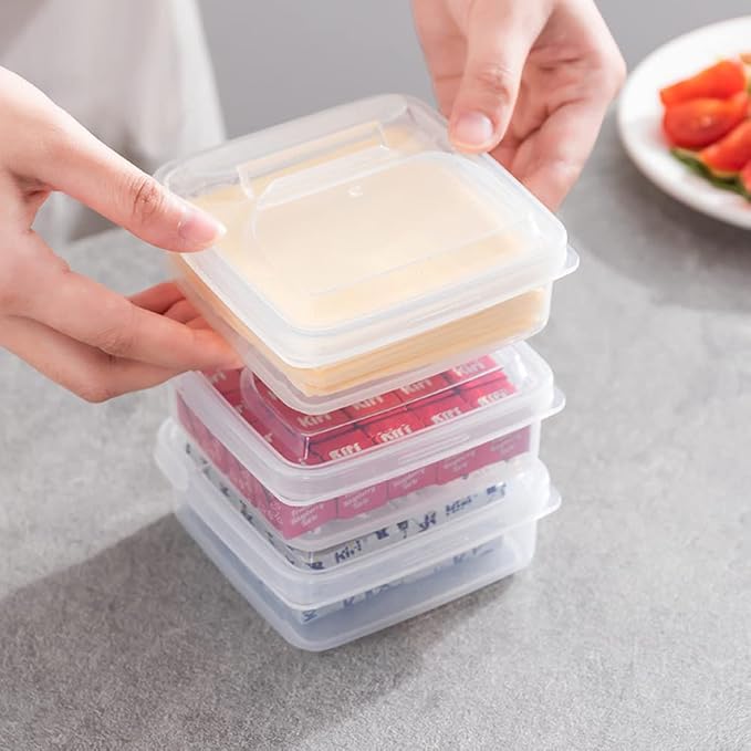 2Pack Sliced Cheese Container for Fridge, Flip Lid Clear Butter Block Cheese - Image 6