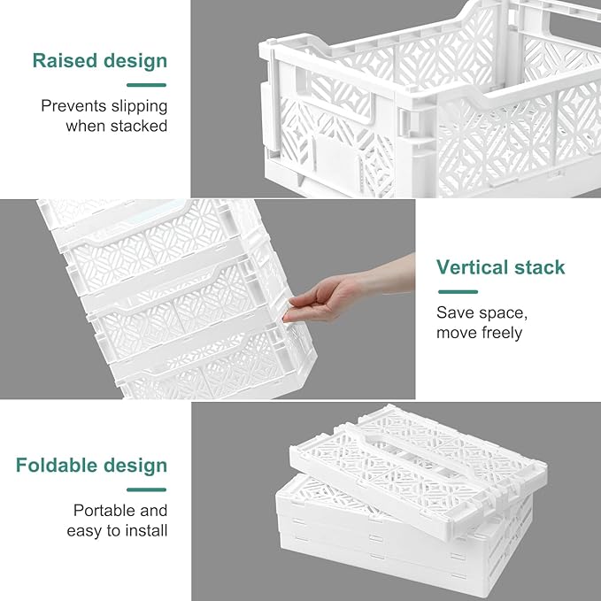 6 Pack Collapsible Storage Bins, Stackable Plastic Storage Bins - Image 4