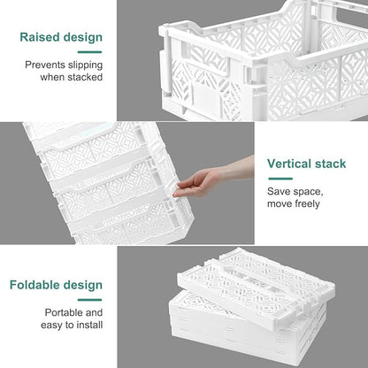 6 Pack Collapsible Storage Bins, Stackable Plastic Storage Bins - Image 4