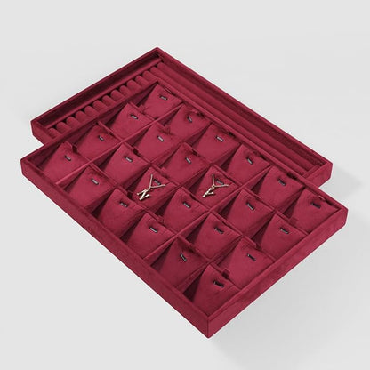 Velvet Necklace Display Tray, Stackable 24 Grid Insert Pendant Necklaces - Image 7