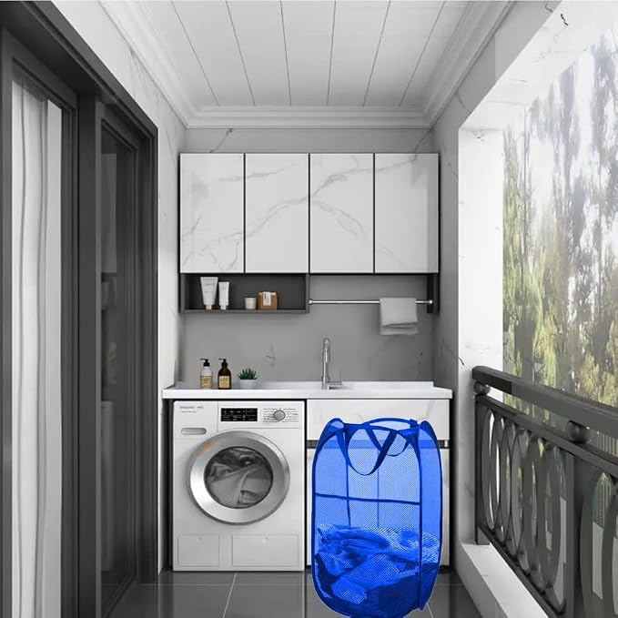 Larpur Mesh Laundry Basket, Pop up Laundry Hamper - Image 4