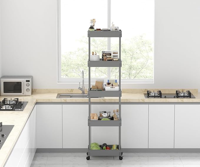 Sooyee 5-Tier Plastic Rolling Utility Cart - Image 7