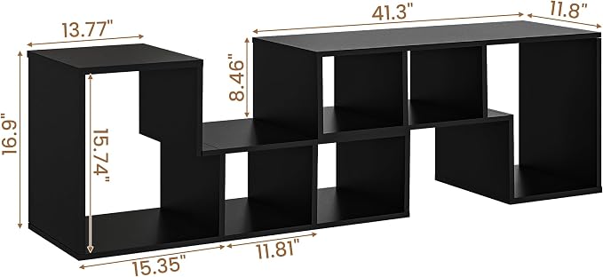 Recaceik Cube Bookshelf 2 Shelf Bookcase L-Shaped TV Console Stand Modern - Image 2