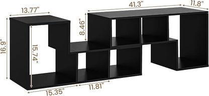 Recaceik Cube Bookshelf 2 Shelf Bookcase L-Shaped TV Console Stand Modern - Image 2