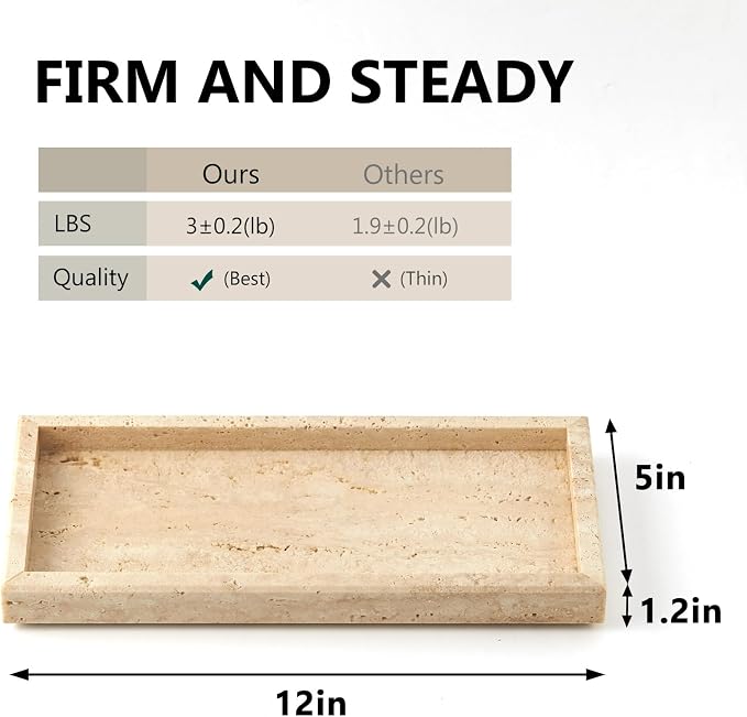 Real Natural Small Marble Tray for Bathroom, Kitchen and Desktop, Rectangle - Image 2