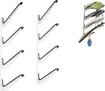 4 Board Surf Rack Wall Mount for Surfboard, Snowboard Storage Adjustable Wall by HIKULAOUTDOORSPORTS