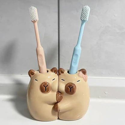Ceramic Toothbrush Holder for Bathroom, Cute Capybara Shape Tooth Brush Holders - Image 7