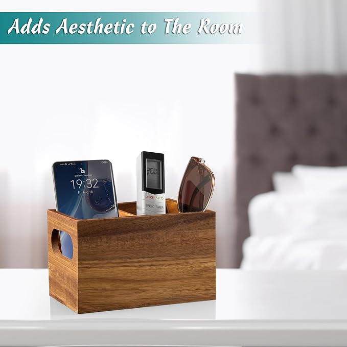 DRASTAR Remote Control Holder, Wood TV Remote Holder, Remote Storage Caddy - Image 5
