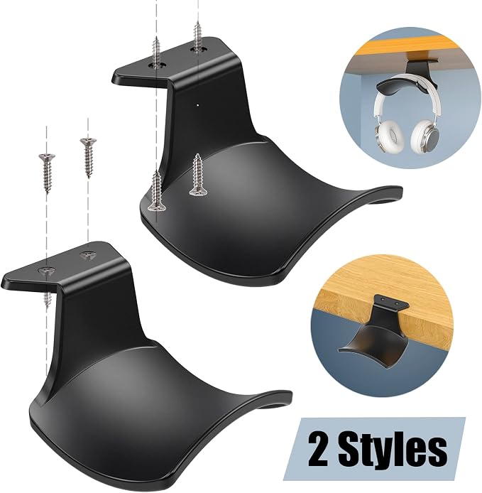 2-Pack Never Fall Headphone Hooks Hanger Wall Mount, Headset Holder Stand - Image 3