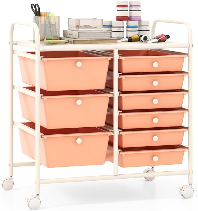 Giantex 9 Drawers Rolling Cart, Classroom Organizers, Storage Cart by Giantex