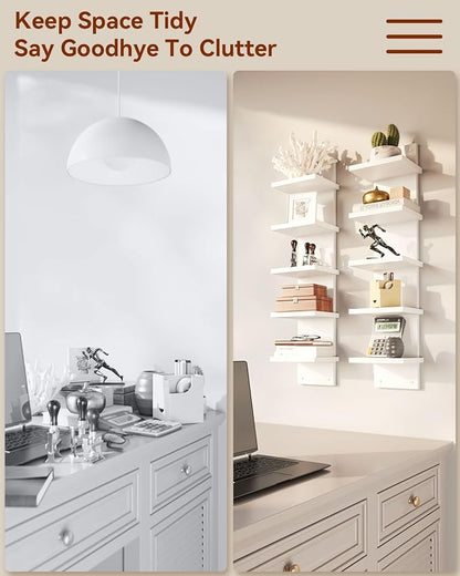 IBUYKE 5 Tier Wall Shelf Unit, Floating Storage Shelf White WBC009W-2 | - Image 5