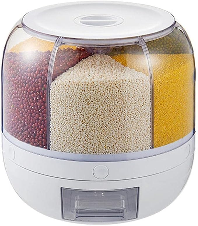 Dry Grain & Rice Storage Container - 12L Separate Rice Bucket Cereal Dispenser by SFNTION