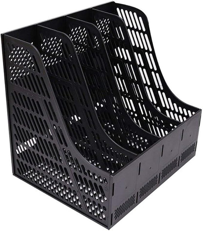 SAYEEC Desktop Magazine Holder Desk File Organizer 4 Compartments Vertical File - Image 3