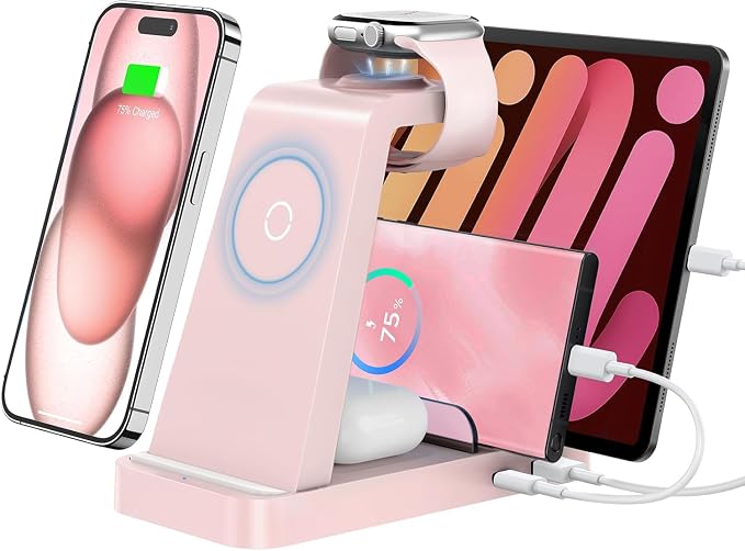 Wireless Charger for iPhone - 5 in 1 Charging Station for Multiple Devices by GAUOLN