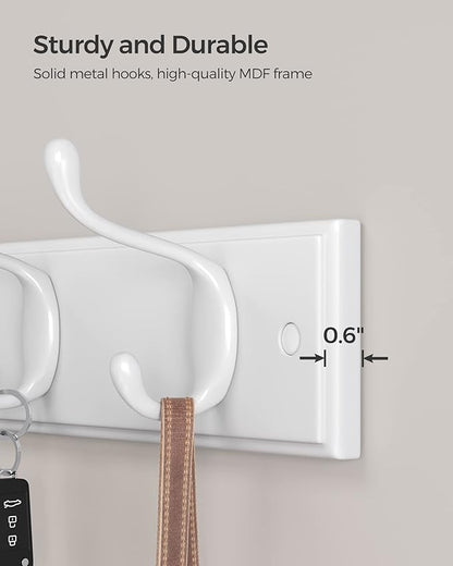 SONGMICS Wall-Mounted Coat Rack, Hook Rack, 4 Dual Metal Hooks, - Image 3