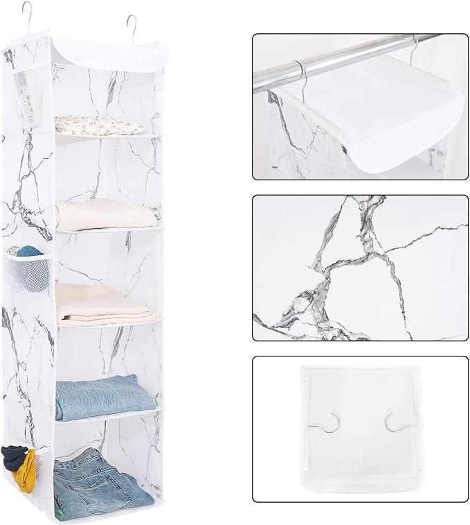 BrilliantJo 5 Shelves Hanging Closet Organizer, 2 Pack Hanging Storage - Image 6