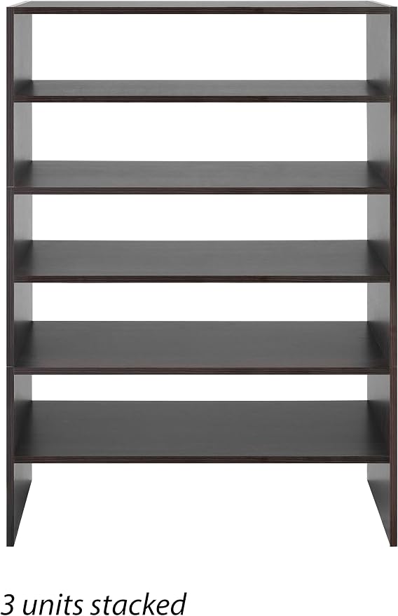 Whitmor Wood Stackable 2-Shelf Shoe Rack, 24 INCH, Espresso，2 Pack - Image 6