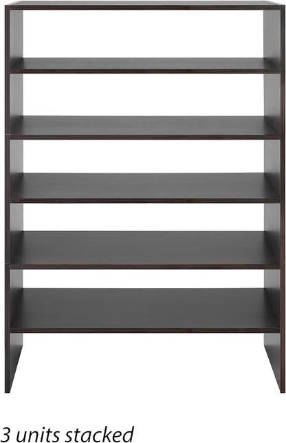 Whitmor Wood Stackable 2-Shelf Shoe Rack, 24 INCH, Espresso，2 Pack - Image 6
