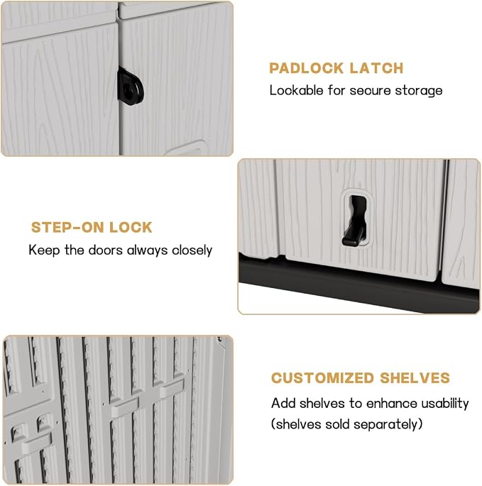 KINYING Outdoor Vertical Storage Shed, 57 Cu.ft Outdoor Storage Cabinet - Image 8