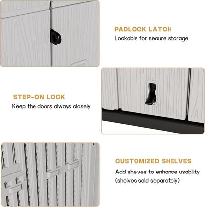 KINYING Outdoor Vertical Storage Shed, 57 Cu.ft Outdoor Storage Cabinet - Image 8