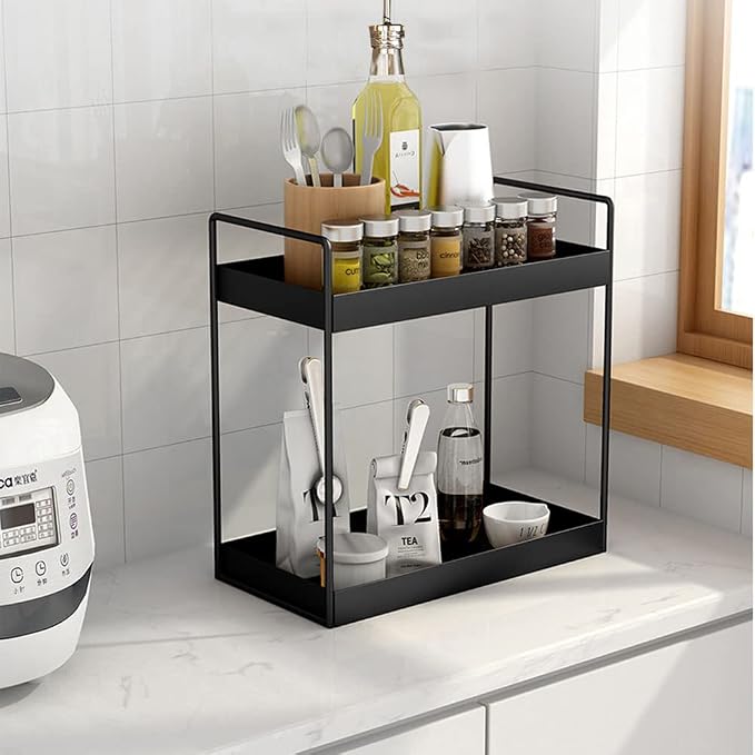 2 Tier Bathroom Counter Organizer, Vanity Storage Shelf, Stores Cosmetics - Image 5