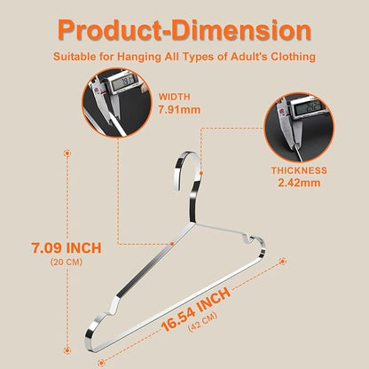 Jiang&Rong 20 Pack Stainless Steel Hangers, 16.5 Inch Heavy Duty Metal Coat - Image 2