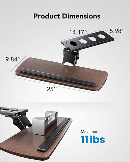 HUANUO Keyboard Tray Under Desk，360 Adjustable Ergonomic Sliding Keyboard & - Image 5