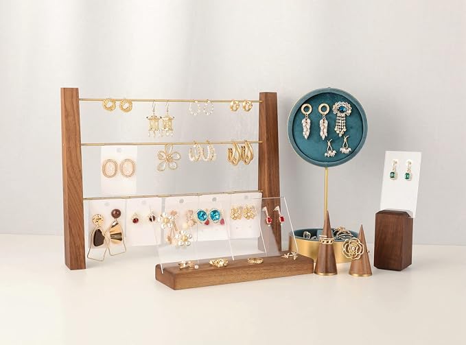 GemeShou 3 Tiers Walnut Earring display stands - Image 6