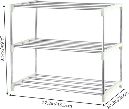 Small Shoe Rack, Narrow Stackable Shoe Shelf Organizer | - Image 3